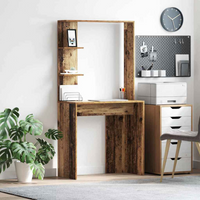 vidaXL Desk with Shelf Old Wood 78.5 x 37 x 154.5 cm Engineered Wood