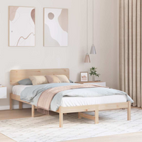 vidaXL Bed Frame with Headboard Natural 120 x 200 cm Solid Pine Wood
