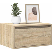 vidaXL Wall-mounted Bedside Cabinet with LED Lights Sonoma Oak