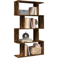 vidaXL Room Divider Bookcase 4-Tier Smoked Oak 70x24x129 cm Engineered Wood