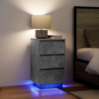 vidaXL Bedside Cabinet with LED Lights Concrete Grey 38x34x65 cm