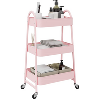 vidaXL Storage Trolley 3-Tier Pink 42x41.5x77 cm Steel