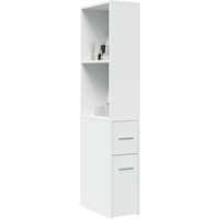 vidaXL Narrow Bathroom Cupboard with Wheels White Engineered Wood