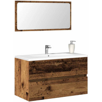 vidaXL Bathroom Cabinet with Mirror Old Wood Engineered Wood