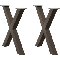 vidaXL Dining Table Legs X-Shaped 2 pcs Natural Steel 70x(72-73) cm Steel