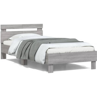vidaXL Bed Frame without Mattress with LED Lights Grey Sonoma 100x200 cm