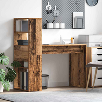 vidaXL Desk with Shelf Old Wood 113 x 54 x 120 cm Engineered Wood