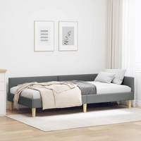 vidaXL Corner Bed Frame Other with Headboard Dark grey 90 x 190 cm