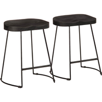 vidaXL Bar Stools 2 pcs Black 46x38x52 cm Solid Wood Mango