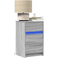 vidaXL Bedside Cabinet with LED Lights Grey Sonoma Engineered Wood