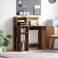 vidaXL Desk with Shelf Old Wood 90 x 48 x 101.5 cm Engineered Wood