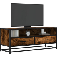 vidaXL TV Cabinet Smoked Oak 100x34.5x40 cm Engineered Wood and Metal