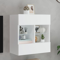 vidaXL TV Wall Cabinet with LED Lights White 58.5x30x60.5 cm