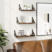 vidaXL 3 Piece Wall Shelf Set Smoked Oak Engineered Wood