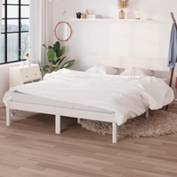 vidaXL Bed Frame without Mattress White Solid Wood Pine Double