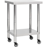 vidaXL Kitchen Work Table with Wheels 60x45x85 cm Stainless Steel