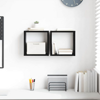 vidaXL Wall Shelf with Shelf Wall-mounted Black Oak Engineered Wood