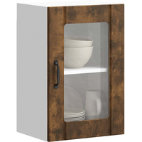 vidaXL Kitchen Wall Cabinet with Glass Door Lucca Smoked Oak