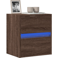 vidaXL TV Wall Cabinet with LED Lights Brown Oak 41x31x45 cm