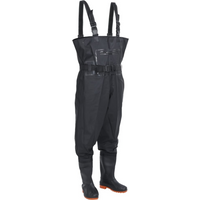 vidaXL Chest Waders with Boots and Belt Black Size 44