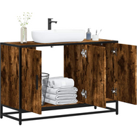 vidaXL Bathroom Sink Cabinet Smoked Oak 90x33x60 cm Engineered Wood