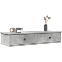 vidaXL Wall Shelf with Drawers Concrete Grey 100x37.5x19 cm Engineered Wood