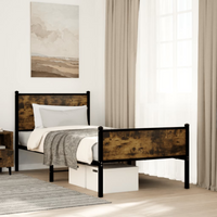 vidaXL Metal Bed Frame without Mattress Smoked Oak 80x200 cm