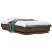 vidaXL Bed Frame without Mattress with LED Lights Brown Oak 75x190 cm Small Single