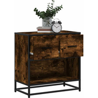vidaXL Bedside Cabinet Smoked Oak 60x31x60 cm Engineered Wood and Metal