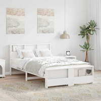 vidaXL Bed Frame with Headboard White 135 x 190 cm Engineered Wood