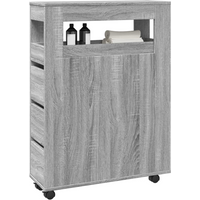 vidaXL Narrow Bathroom Cabinet with Wheels Grey Sonoma Engineered Wood