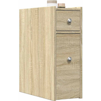 vidaXL Narrow Bathroom Cupboard with Wheels Sonoma Oak Engineered Wood