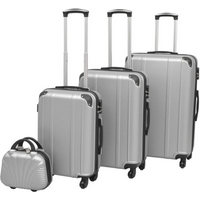 vidaXL Four Piece Hardcase Trolley Set Silver