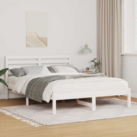 vidaXL Bed Frame with Headboard White 120 x 200 cm Solid Pine Wood