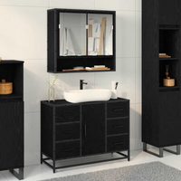 vidaXL Bathroom Cabinet Black Oak 80 x 33 x 60 cm Engineered Wood