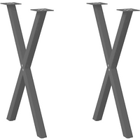 vidaXL Dining Table Legs X-Shaped 2 pcs Black 57x(72-73) cm Steel