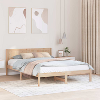 vidaXL Bed Frame Brown 140 x 200 cm Solid Pine wood