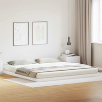 vidaXL Floor Bed Frame White 223.5 x 204 x 9 cm Solid Pine Wood