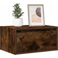 vidaXL Wall-mounted Bedside Cabinet with LED Lights Smoked Oak