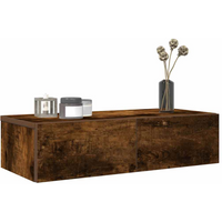 vidaXL Wall Shelf with Drawers Smoked Oak 60x26.5x15 cm Engineered Wood