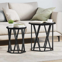 vidaXL Coffee Table 2 pcs Black Oak Engineered Wood and Steel