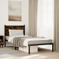 vidaXL Metal Bed Frame without Mattress Smoked Oak 90x190 cm Single