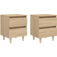vidaXL Bed Cabinets & Solid Pinewood Legs 2 pcs Sonoma Oak 40x35x50 cm