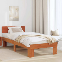 vidaXL Bed Frame with Headboard Wax Brown 75 x 190 cm Solid Pine Wood