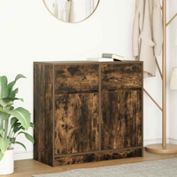 vidaXL Sideboard with Drawer Smoked Oak 80x34x76 cm Engineered Wood