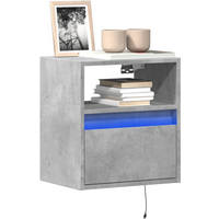 vidaXL TV Wall Cabinets with LED Lights 2 pcs Concrete Grey 41x31x45 cm