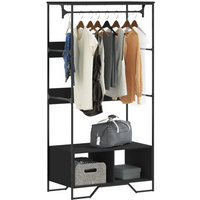 vidaXL Wardrobe Black 90x50x180 cm Engineered Wood