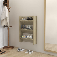 vidaXL Wall Shoe Cabinet Sonoma Oak 60x18x90 cm Engineered Wood