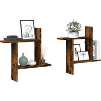 vidaXL Wall Shelves 2 pcs Smoked Oak 50x12x50 cm Engineered Wood