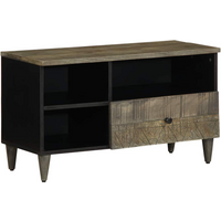 vidaXL TV Cabinet Black 80x33x46 cm Solid Wood Mango